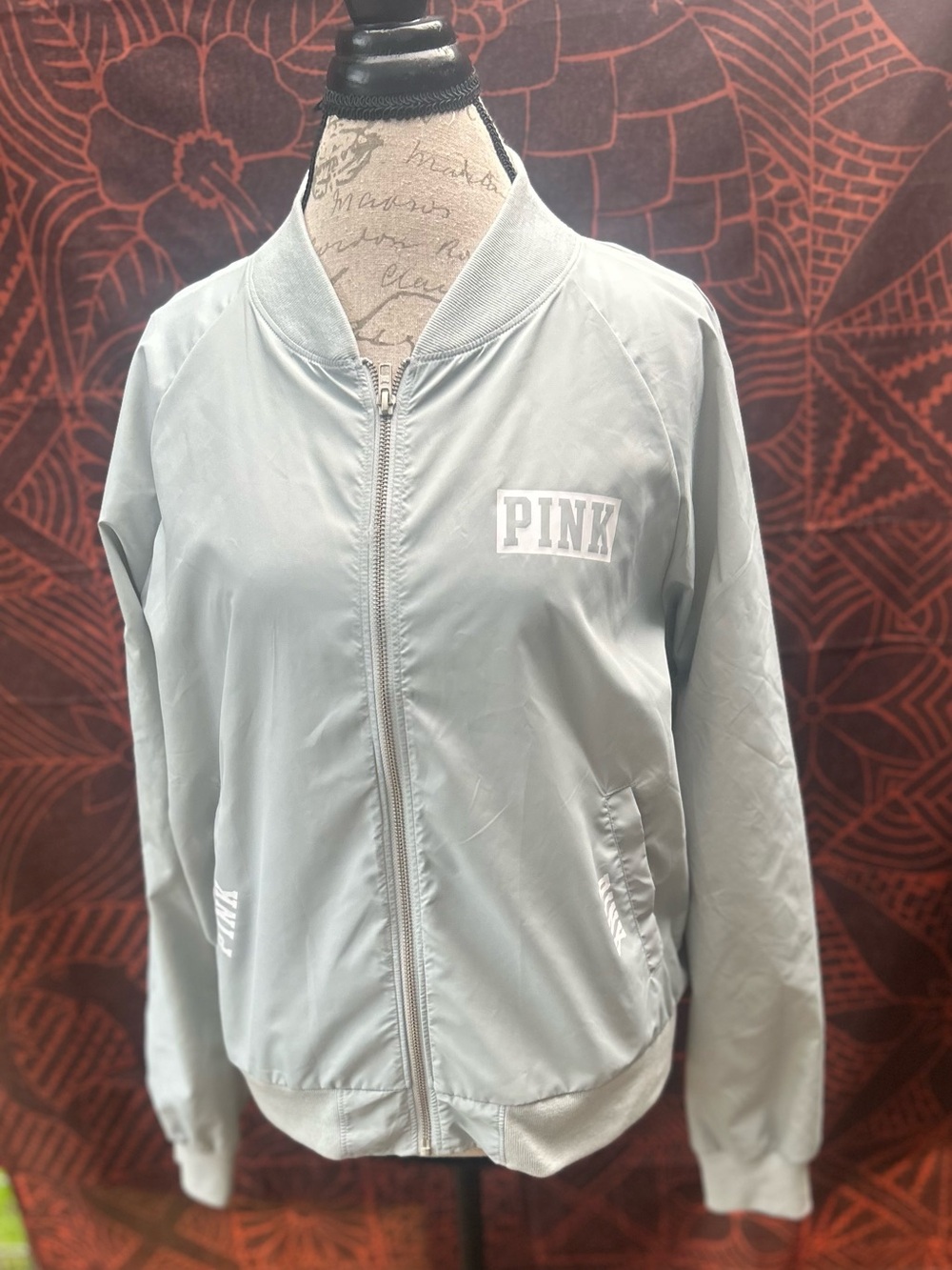 PINK Victoria's Secret Lightweight Bomber Jacket in Light Gray